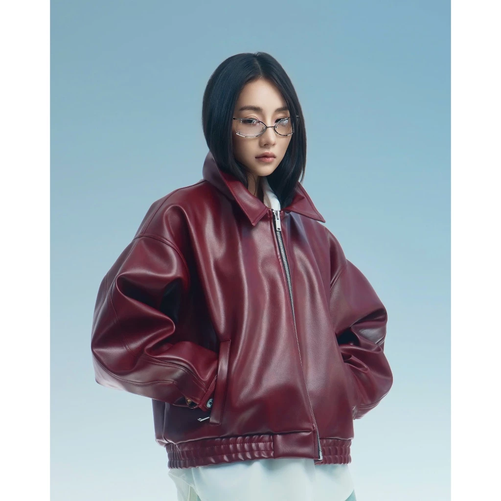 Áo Khoác Da Bomber Chất Liệu Faux Leather Cao Cấp 67PERCENT / 67% - YANKEE LEATHER JACKET