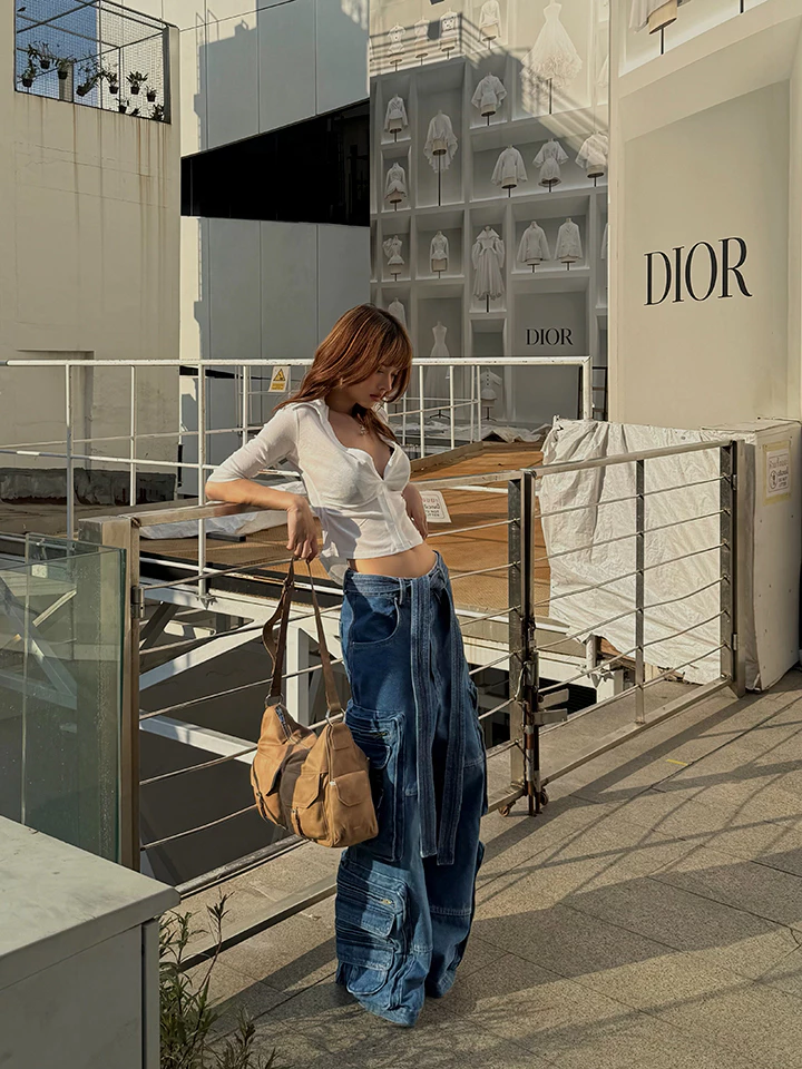 Áo Thun Trễ Ngực Vải Paper Cotton Màu Trắng 67 PERCENT - 67% Form Body Cho Nữ - WHITE LOW NECKED TOP