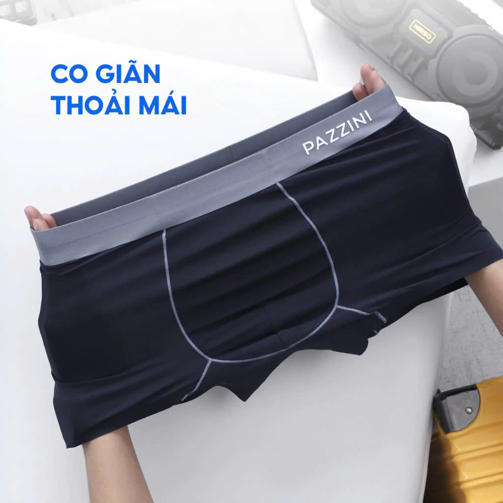 Quần lót nam boxer PAZZINI thun lạnh xuất xịn cao cấp, quần sịp nam co giãn 4 chiều, thấm hút kháng khuẩn tốt BX011