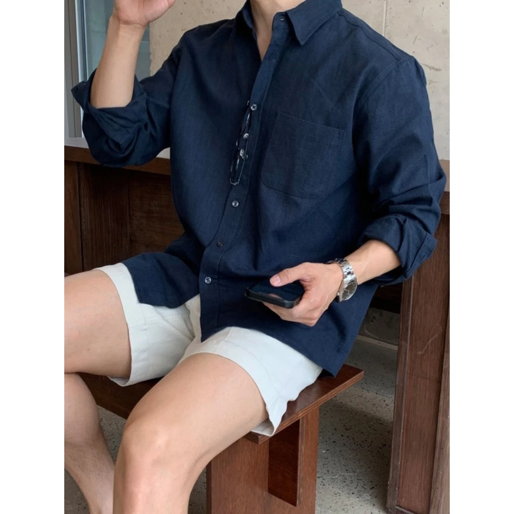 Áo sơ mi nam cổ bẻ dài tay vải đũi Linen cao cấp, phom dáng thoải mái thấm hút tốt ZUTEE