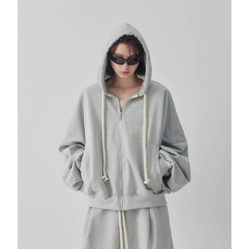 Áo Khoác Nỉ Hoodie Cotton Phối Dây Cách Điệu 67PERCENT / 67% - ZIP UP HOODIE LARGE FIT