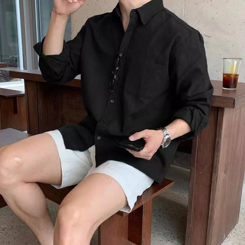 Áo sơ mi nam đũi cổ bẻ dài tay ZUTEE chất liệu đũi xước co giãn