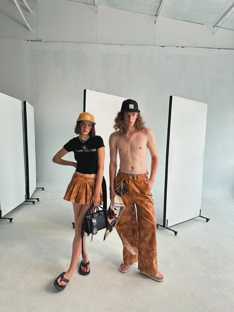 Quần Dài InsaneClo LEATHER PANTS Form Suông Rộng Unisex Chất Liệu Da
