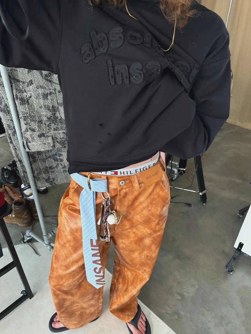 Quần Dài InsaneClo LEATHER PANTS Form Suông Rộng Unisex Chất Liệu Da