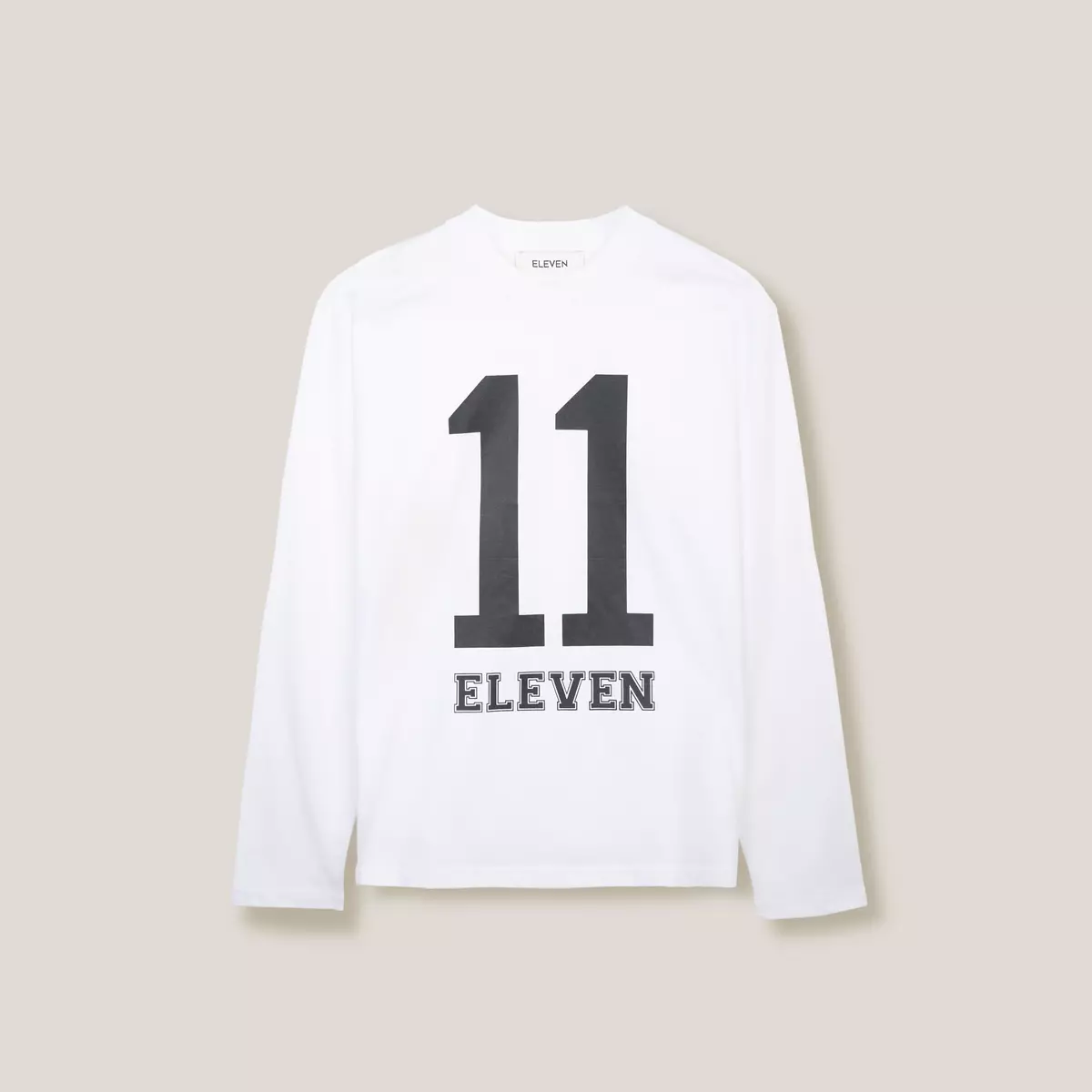 ELEVEN - Áo thun dài tay in số 11 màu Trắng