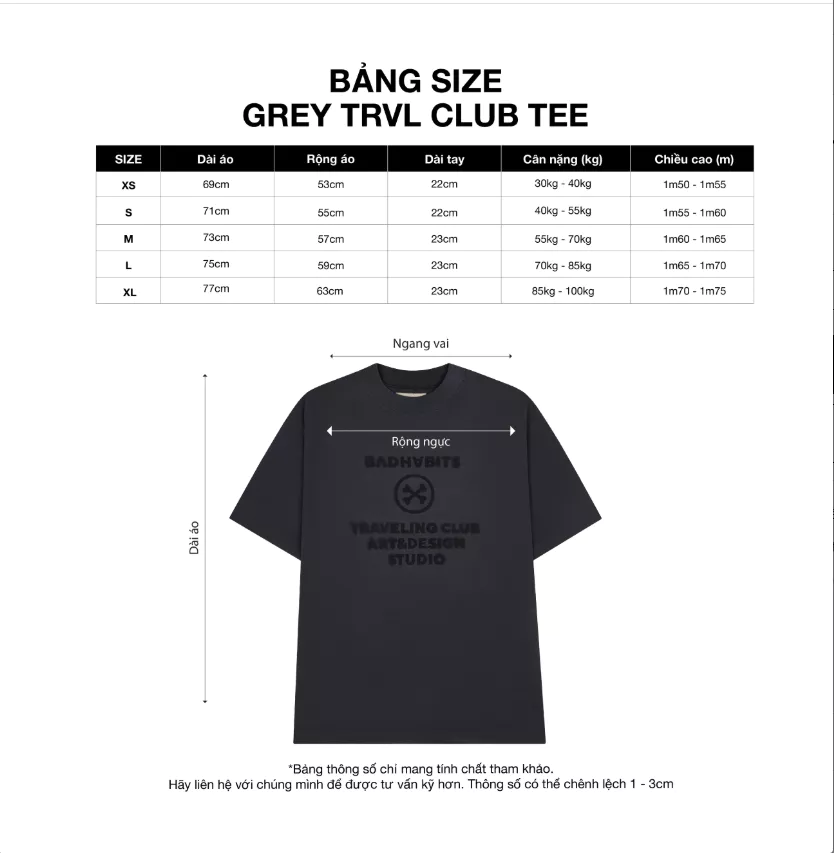 Áo Thun Grey Trvl Club Tee -Local Brand Chính Hãng