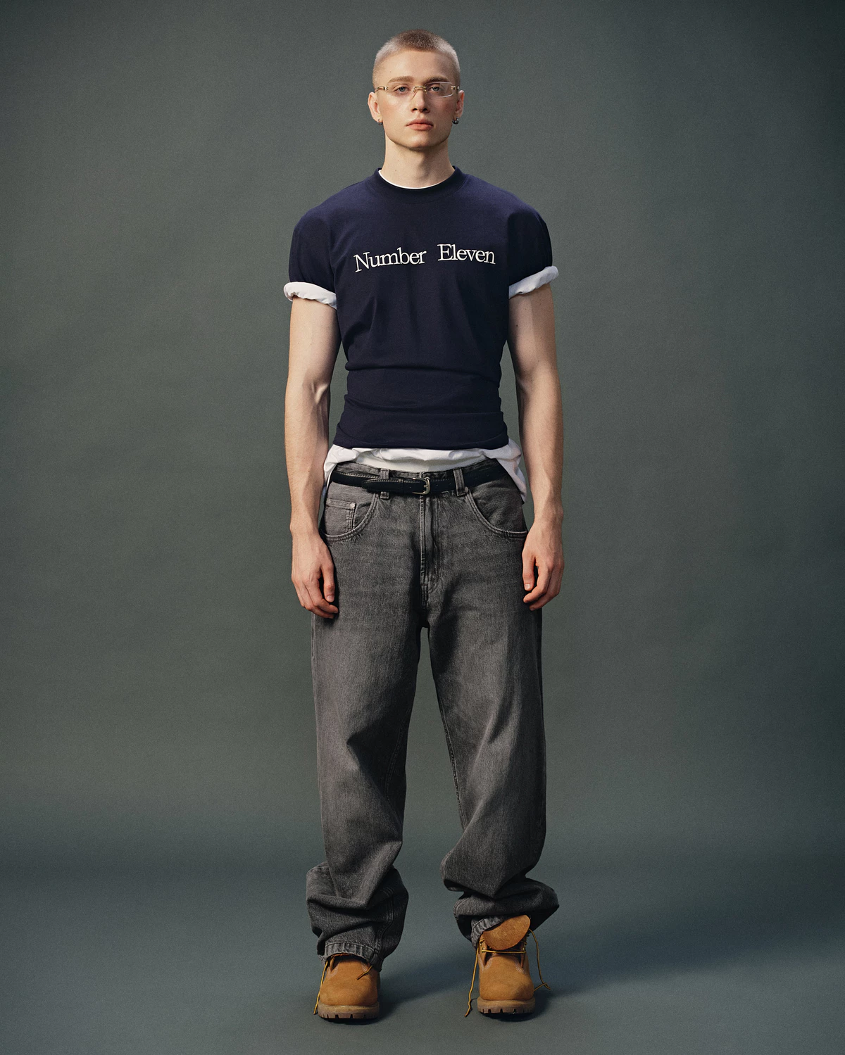 Eleven - Áo Thun Unisex Nam Nữ In Chữ Number Eleven Ngang | Màu Xanh Đen