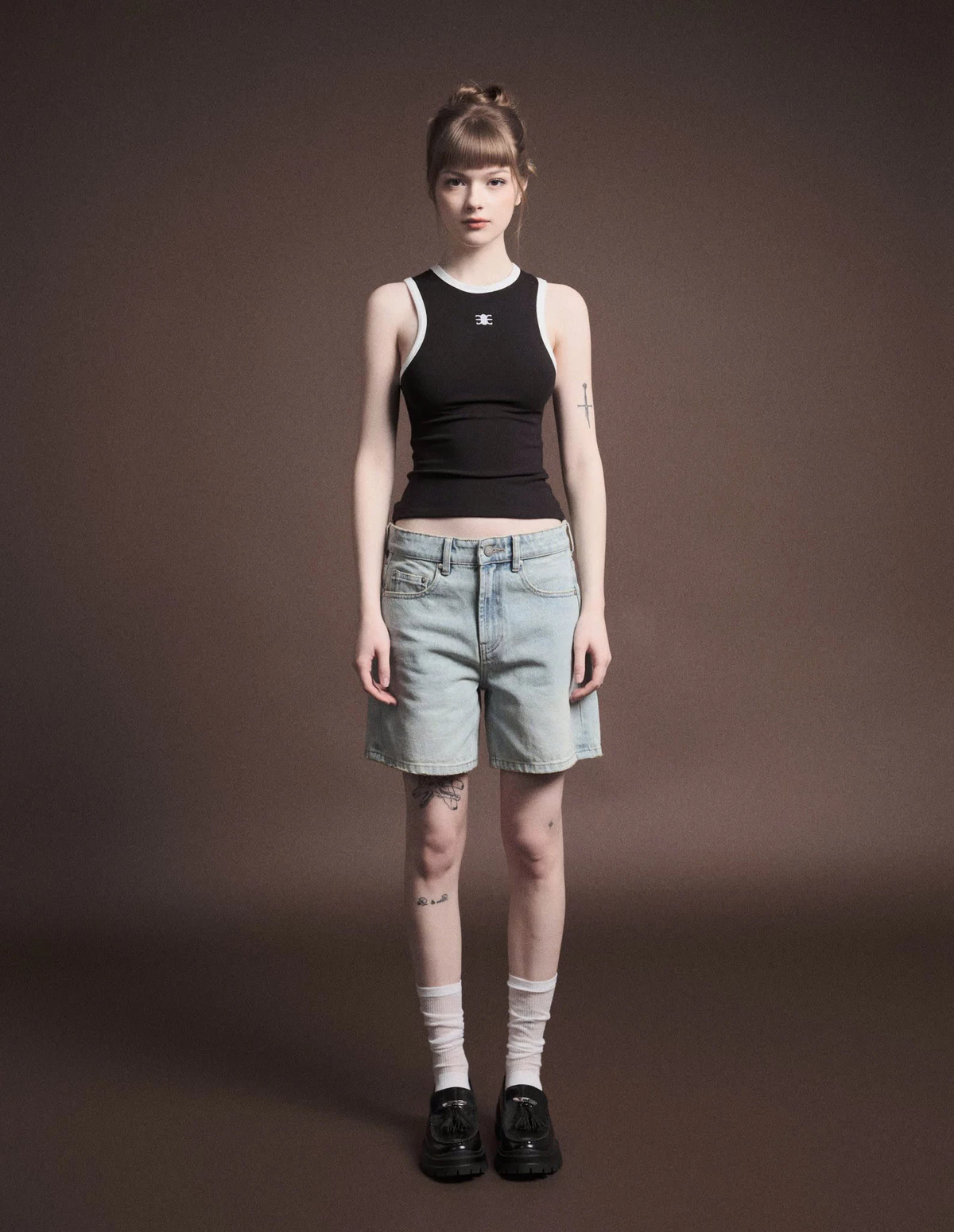 Eleven - Áo Tank Top Viền Tương Phản Thêu Mono | Màu Đen