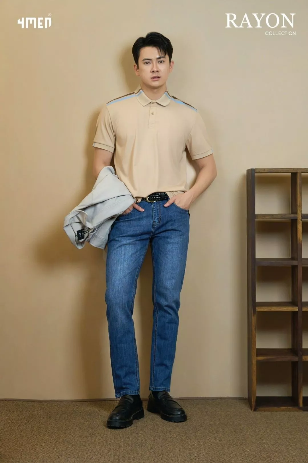 Áo Polo Rayon Phối 2 Sọc Ở Vai Form Regular 4MEN PO158 mềm mại, thấm hút, thoáng mát, lịch sự