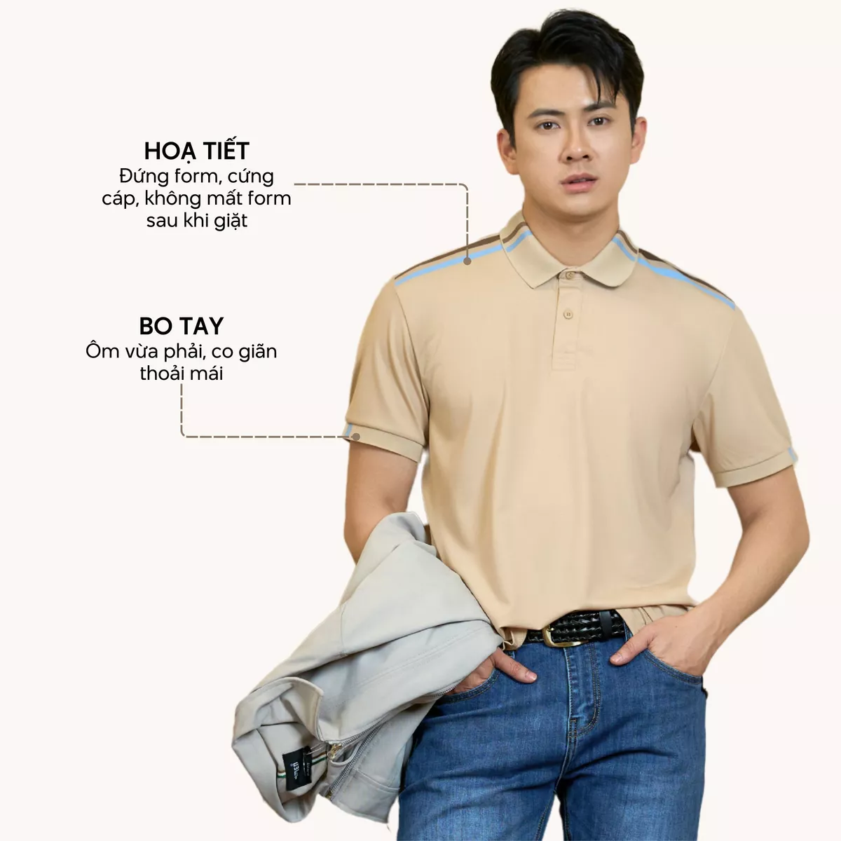Áo Polo Rayon Phối 2 Sọc Ở Vai Form Regular 4MEN PO158 mềm mại, thấm hút, thoáng mát, lịch sự
