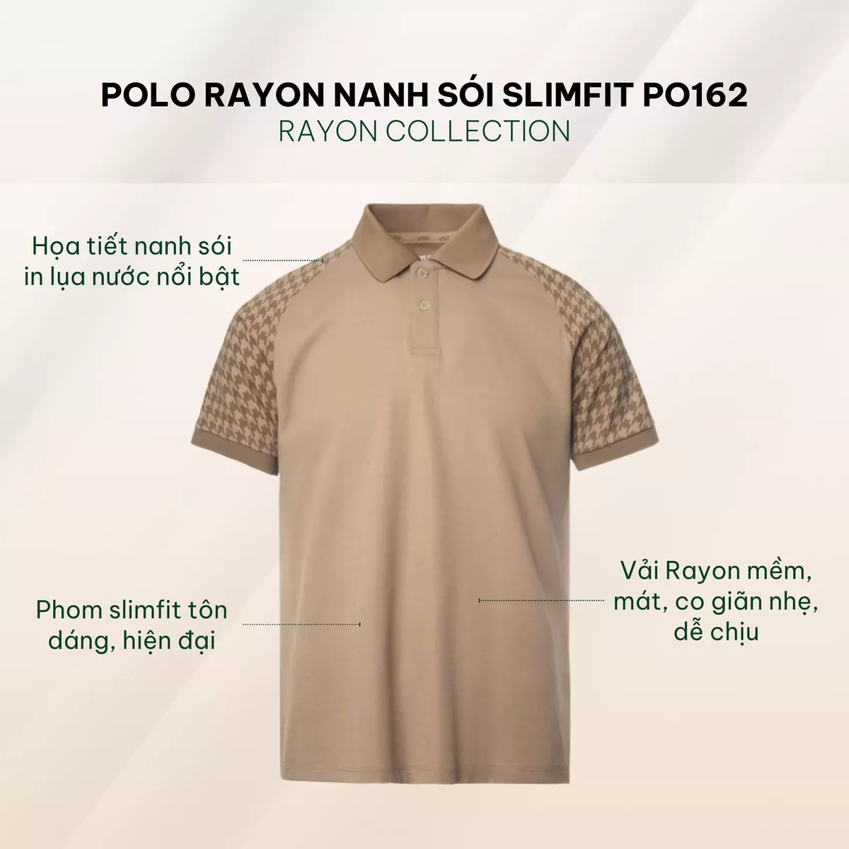Áo Polo Rayon Nanh Sói Form Slimfit 4MEN PO162 ôm tôn dáng, vải mềm thấm hút mồ hôi, thoáng mát
