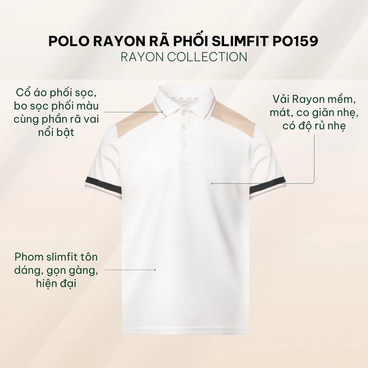 Áo Polo Rayon Rã Phối Form Slimfit 4MEN PO159 ôm tôn dáng, vải mềm mịn, thấm hút, thoáng mát