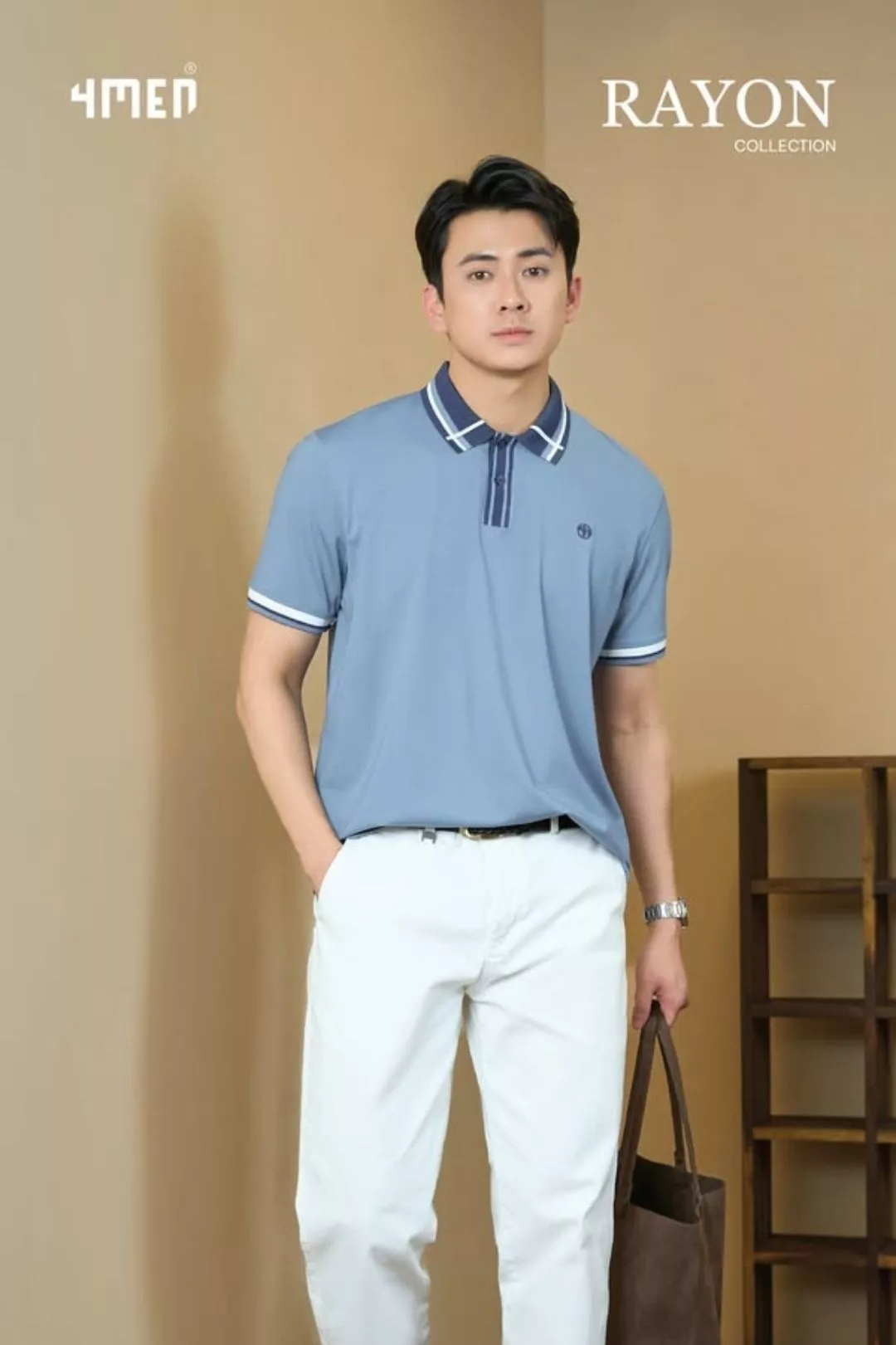 Áo Polo Rayon In Logo Tròn 4M Form Regular 4MEN PO160 vải mềm mịn, thoáng mát, thoải mái