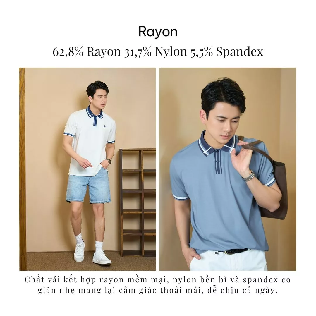 Áo Polo Rayon In Logo Tròn 4M Form Regular 4MEN PO160 vải mềm mịn, thoáng mát, thoải mái