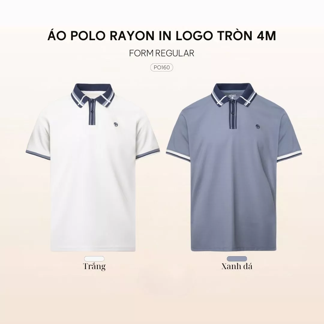 Áo Polo Rayon In Logo Tròn 4M Form Regular 4MEN PO160 vải mềm mịn, thoáng mát, thoải mái