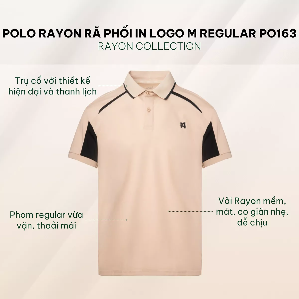 Áo Polo Rayon Rã Phối In Logo M Form Regular 4MEN PO163 vải mềm mịn, thoáng mát, thoải mái