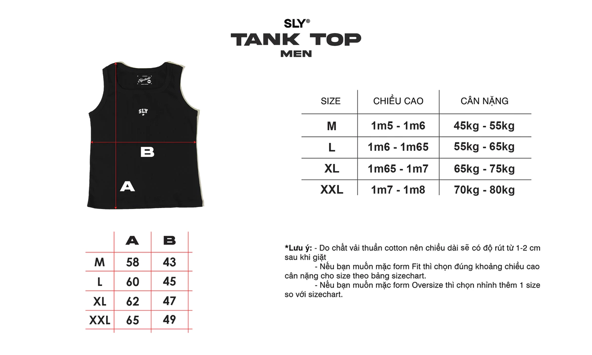 Áo Ba Lỗ Nam SLY Tanktop Thun Cotton Co giãn 4 chiều