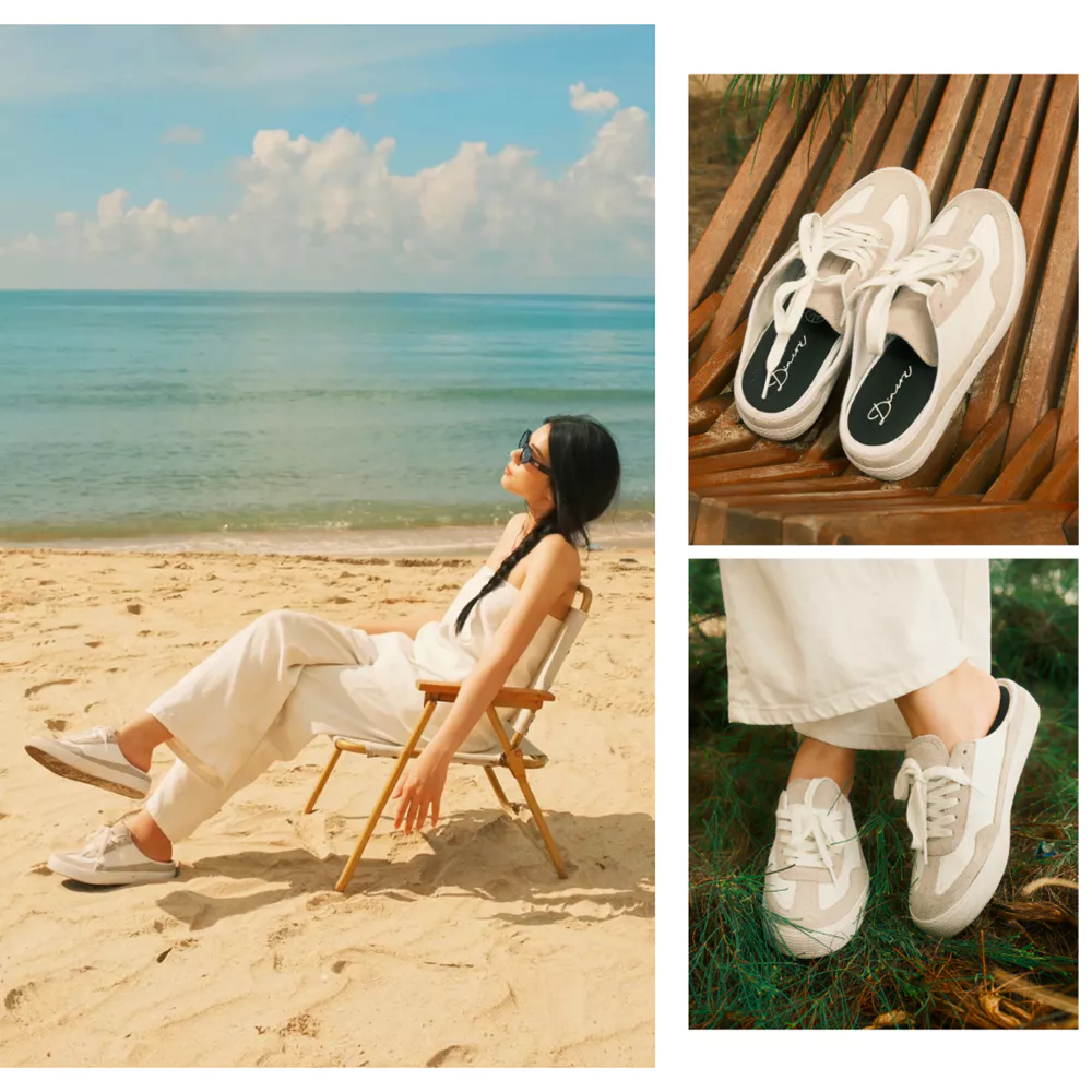 Giày Sục Đạp Gót Mules Sneaker Unisex DINCOX DC37 Lazy Mule Off/White Chất Liệu Da