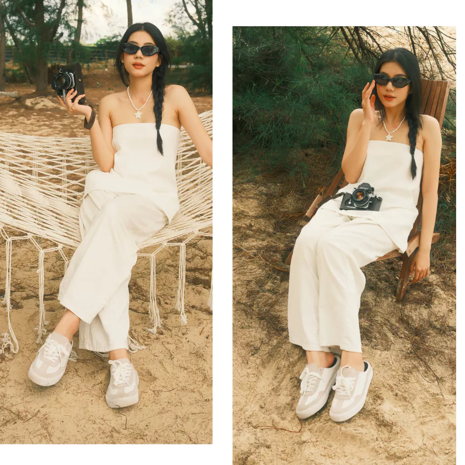 Giày Sục Đạp Gót Mules Sneaker Unisex DINCOX DC37 Lazy Mule Off/White Chất Liệu Da