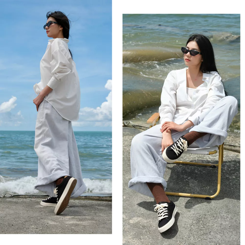 Giày Sneaker Nam Nữ Vải Canvas DINCOX E12 Black Đơn Giản Thanh Lịch - Unisex Sneaker