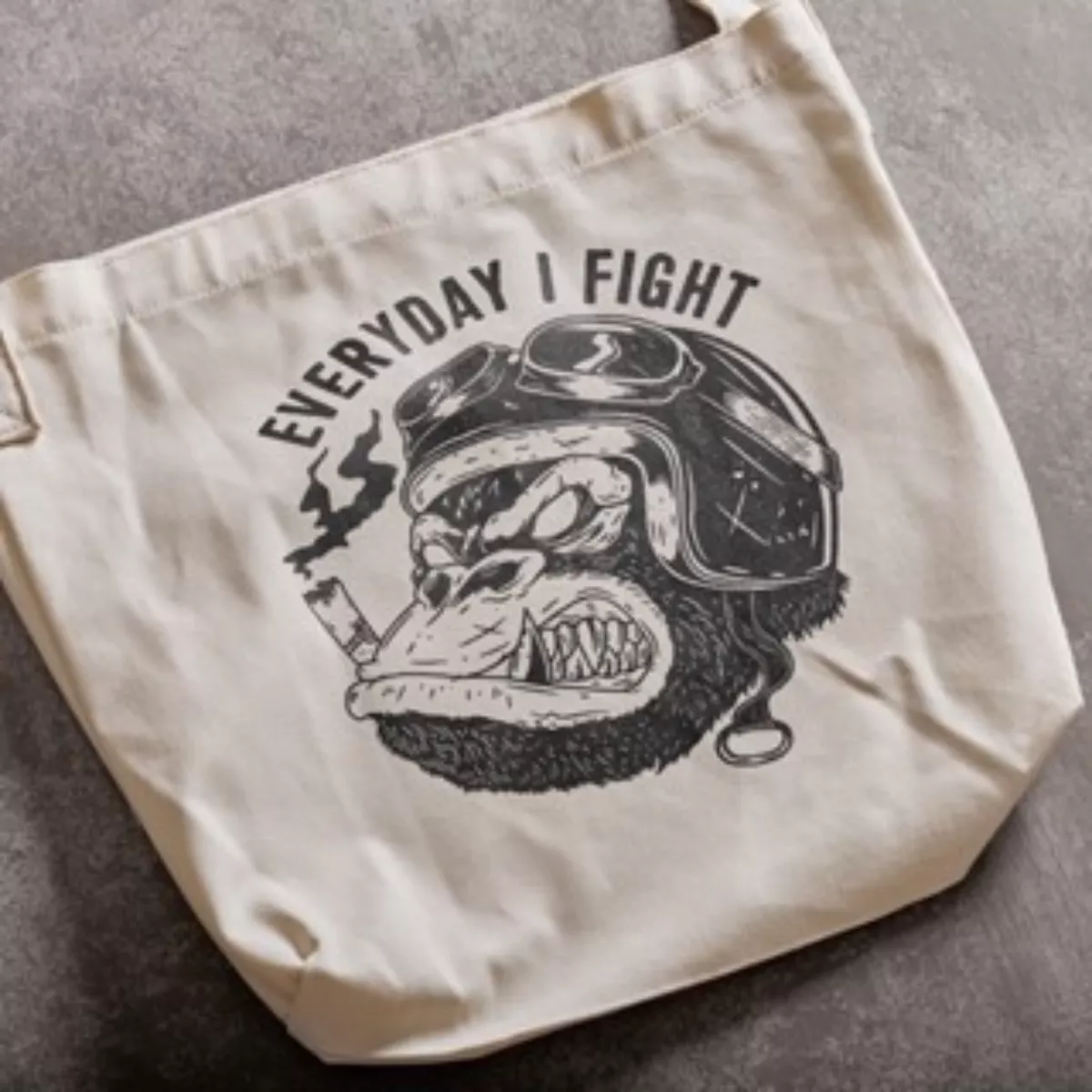 Túi Tote Gori Bag Unisex Nam / Nữ Gori In Họa Tiết Khỉ Chất Liệu Cao Cấp Màu Trắng Gạo