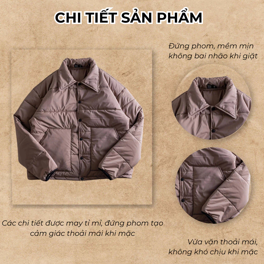 Áo Khoác Phao Puffer Jacket Gori Lót Bông Dày Giữ Ấm Cực Tốt