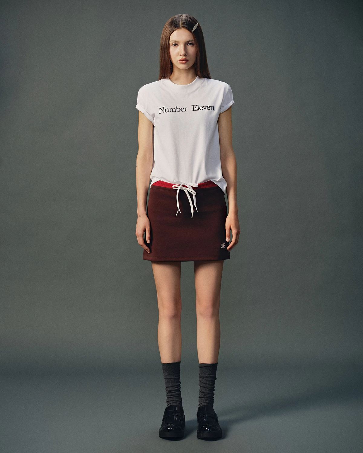 Eleven - Áo baby tee nữ Printed Number Eleven Line - màu Trắng