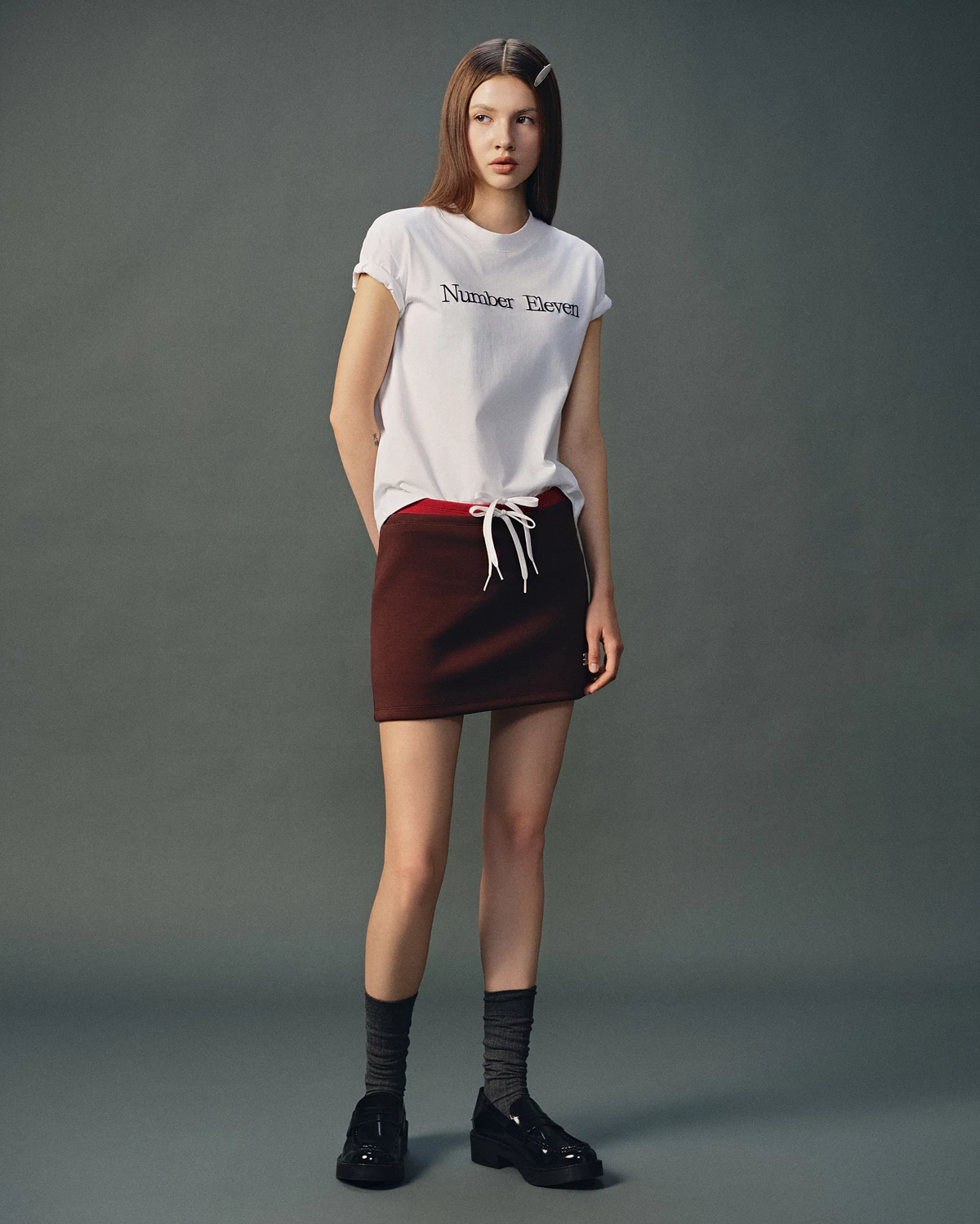 Eleven - Áo baby tee nữ Printed Number Eleven Line - màu Trắng