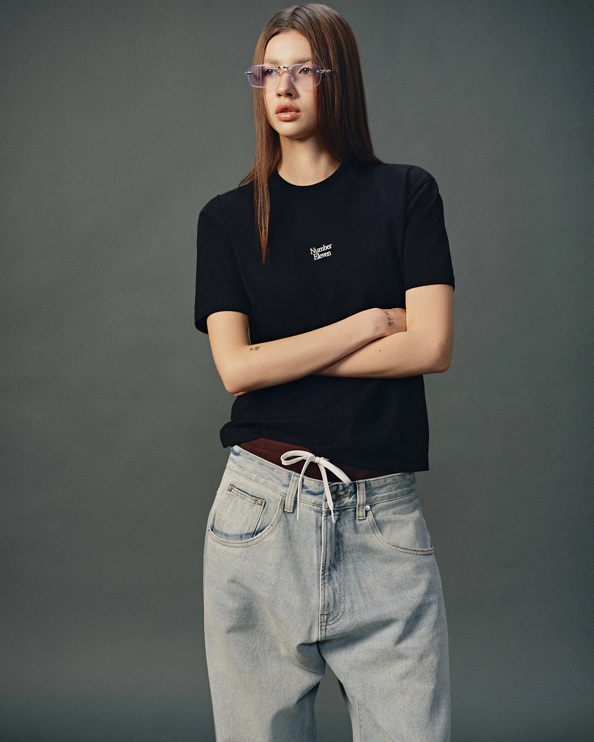 Eleven - Áo Thun Nữ Baby Tee In Number Eleven Dọc | Màu Đen