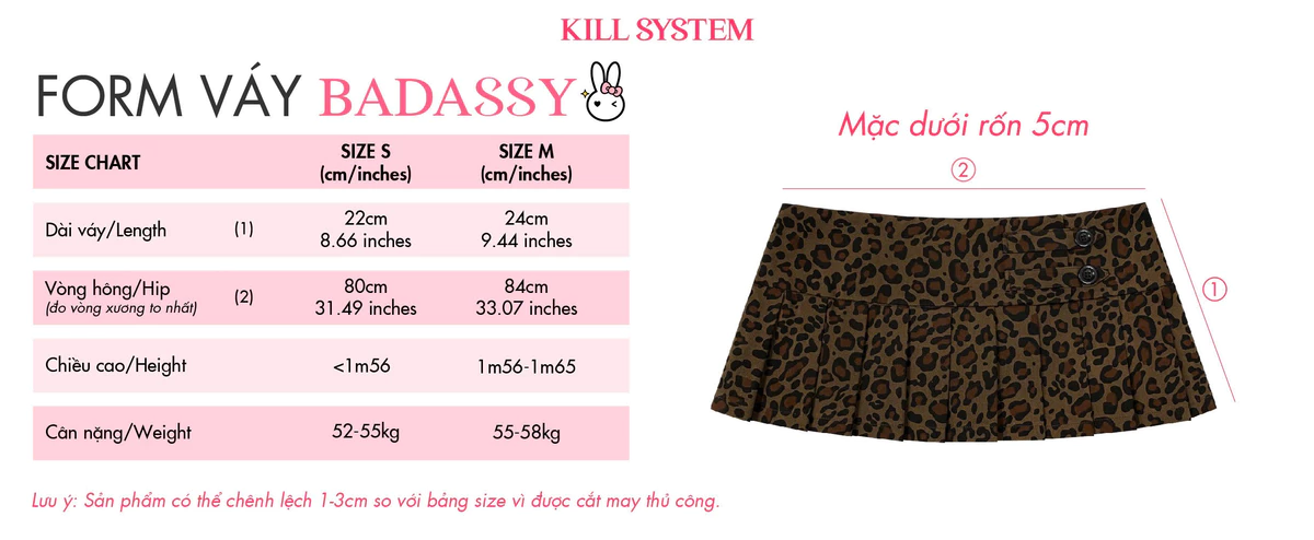 Chân váy ngắn cạp trễ da beo xếp ly BADASSY - 𝐊𝐈𝐋𝐋 𝐒𝐘𝐒𝐓𝐄𝐌
