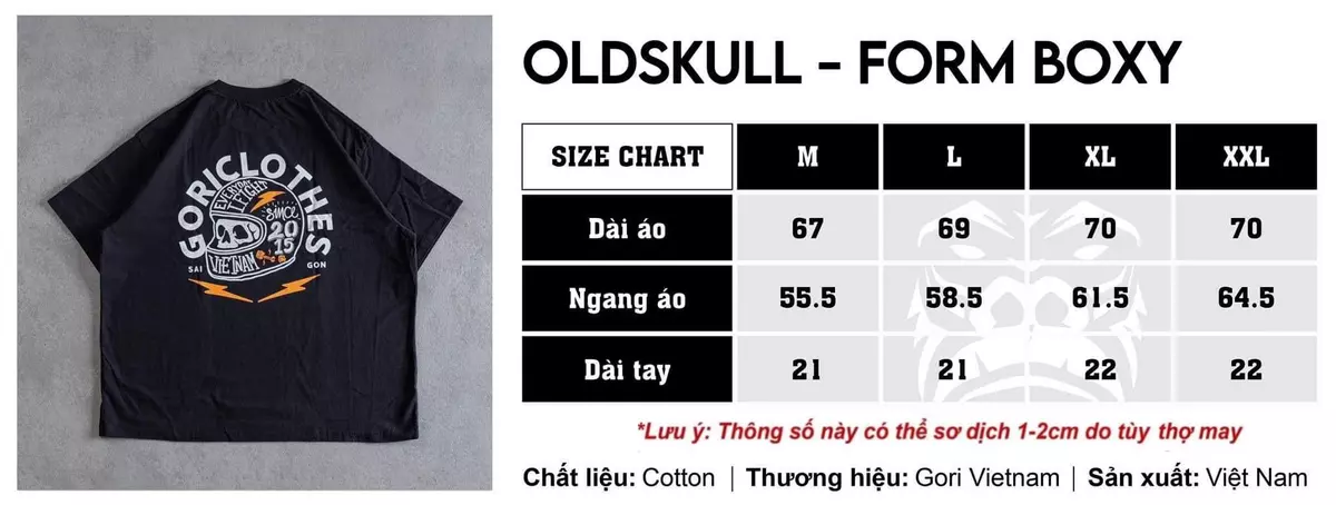 Áo Thun Nam Oldskull Gori Form Boxy Màu Tan Nâu GR444