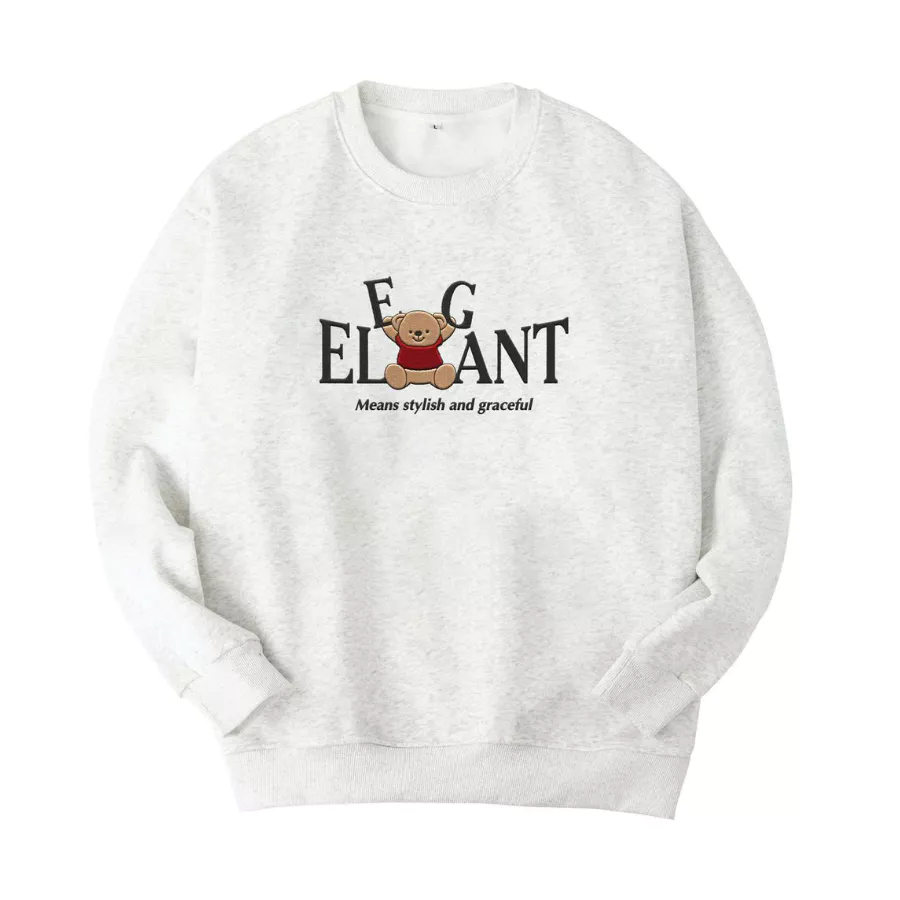 Áo sweater Elegant nỉ bông nam nữ form rộng, Áo nỉ bông tay dài dày dặn cực ấm