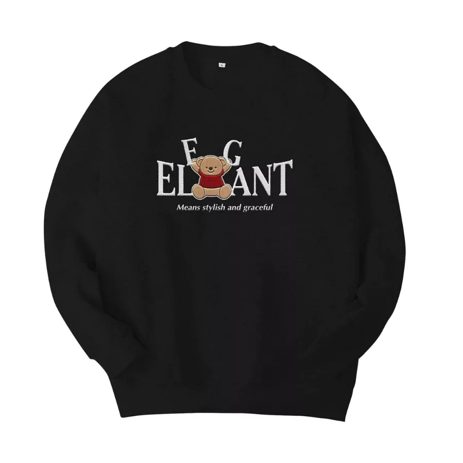 Áo sweater Elegant nỉ bông nam nữ form rộng, Áo nỉ bông tay dài dày dặn cực ấm