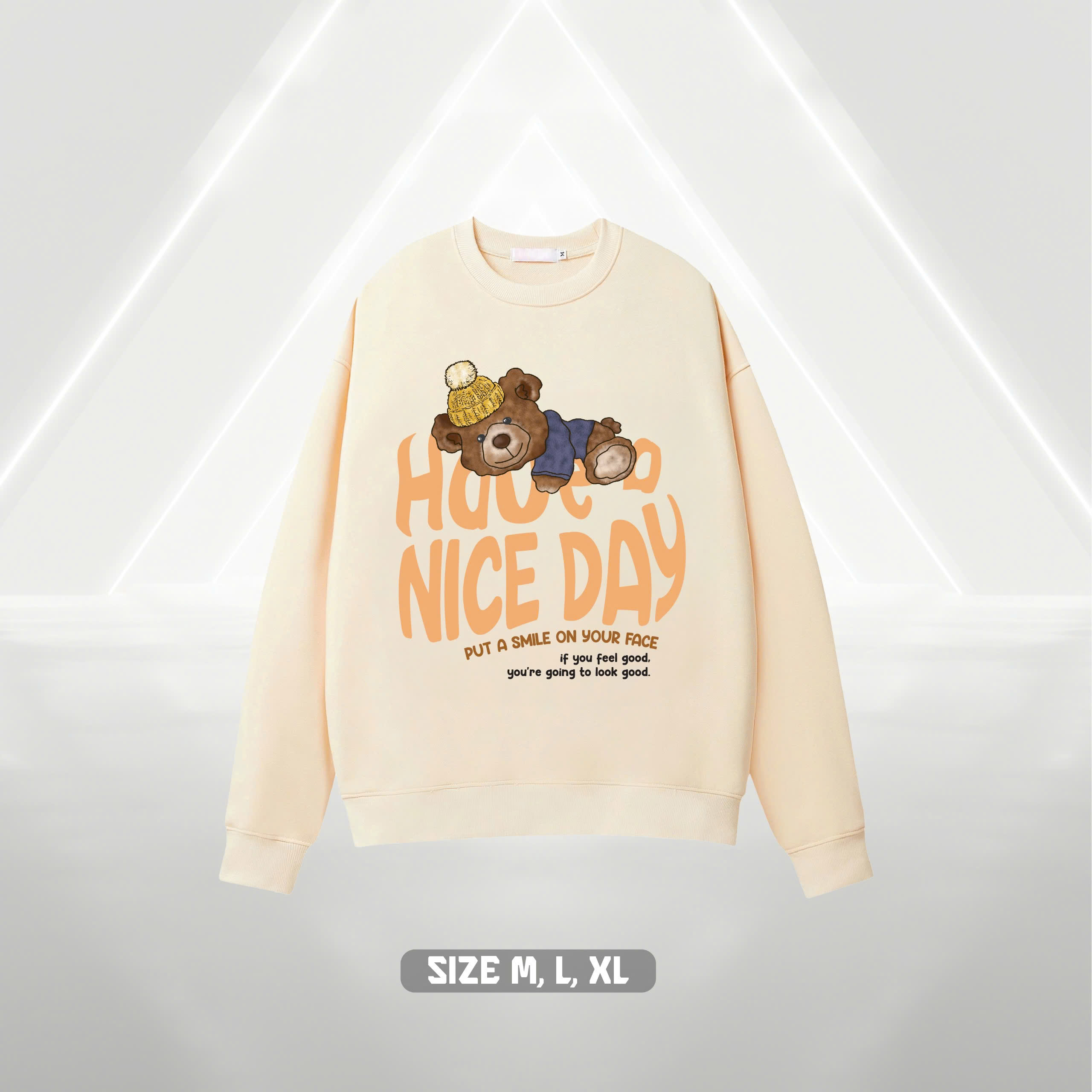 Áo sweater Have A Nice Day nỉ chân cua nam nữ form rộng, Áo nỉ bông tay dài dày dặn cực ấm