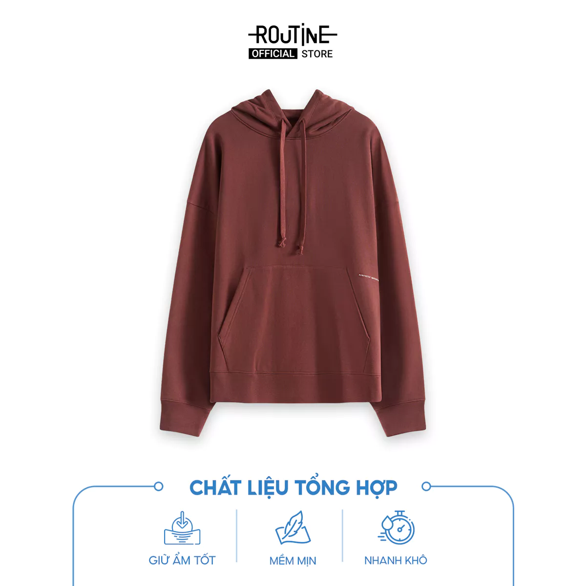 Áo Hoodie Unisex Tay Dài Có Túi Mũ In Hình Form Loose - Routine 10F24HODU001