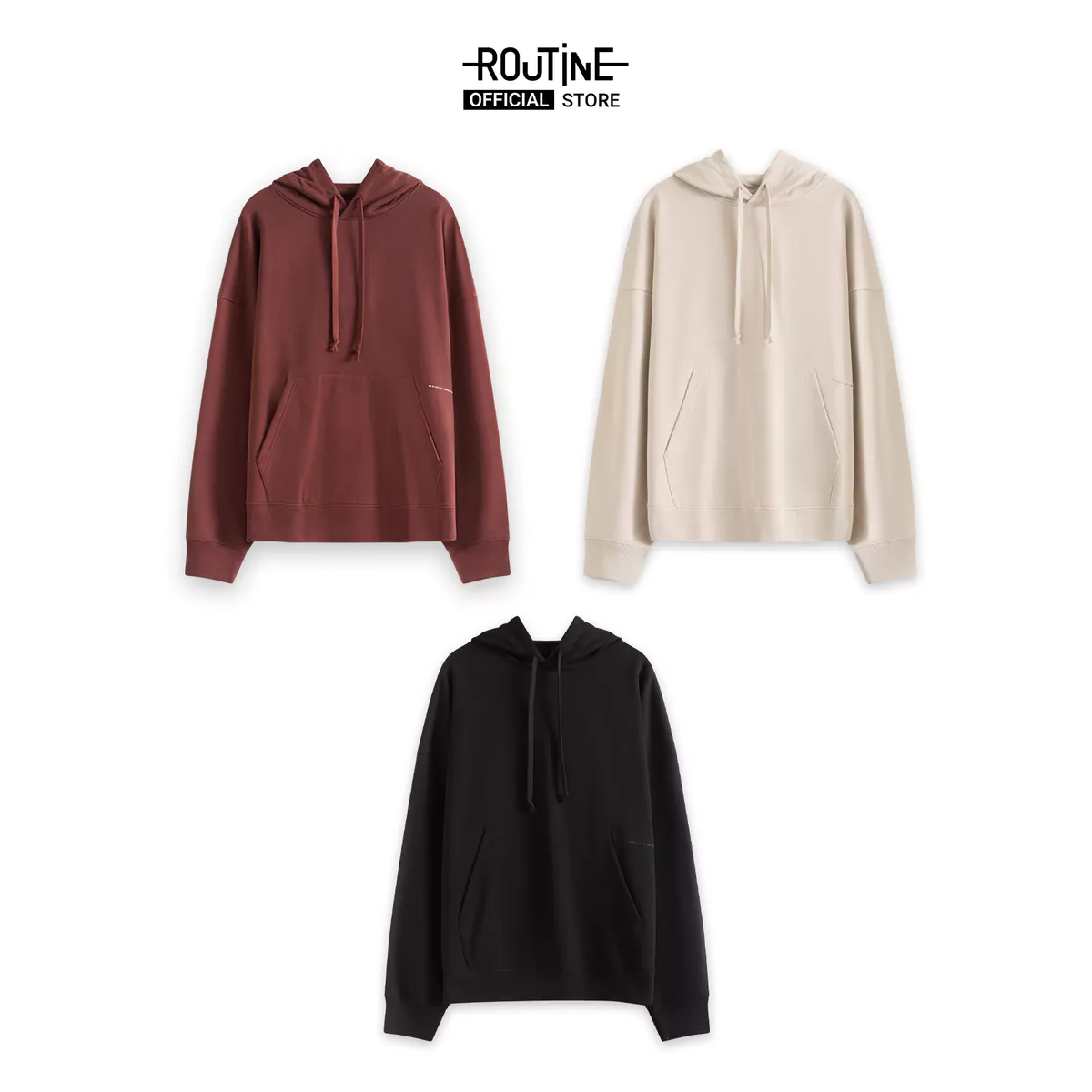 Áo Hoodie Unisex Tay Dài Có Túi Mũ In Hình Form Loose - Routine 10F24HODU001