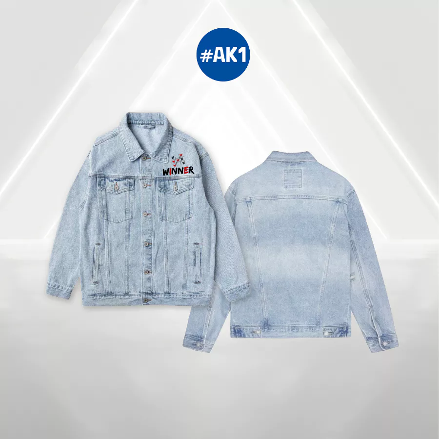 Áo Jean Vato Winner- áo khoác jean nam, nữ, khoác denim form rộng, basic, thêu họa tiết cá tính
