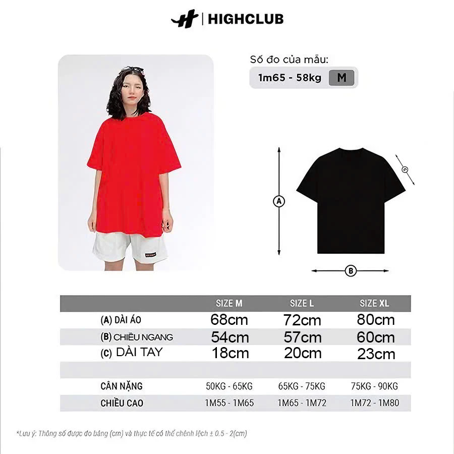 Áo thun trơn HIGHCLUB 4 màu XANH DƯƠNG/ĐỎ/NÂU/XANH LÁ form Oversize - Unisex