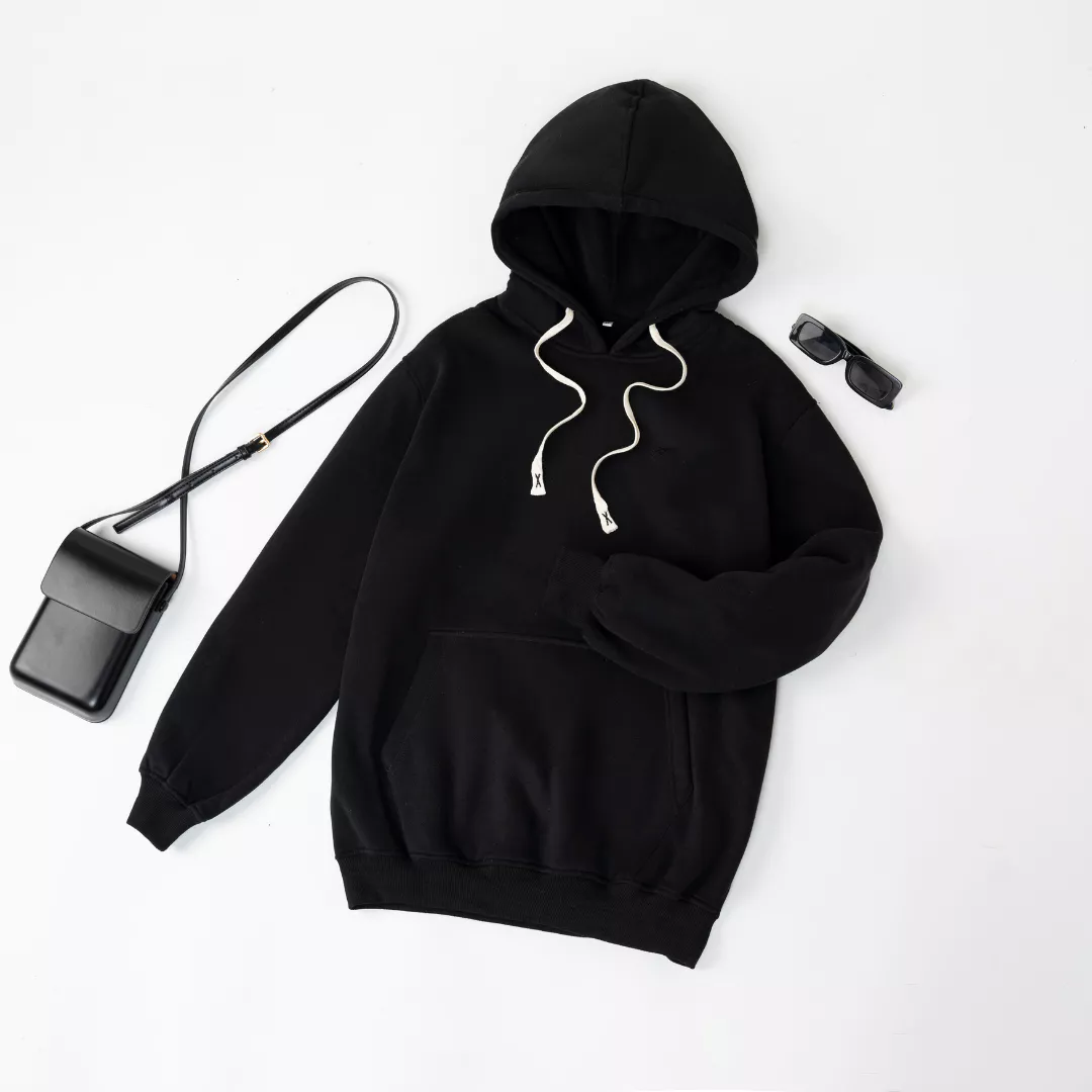Áo Hoodie Trơn Fom Rộng unisex basic nỉ bông dày ấm phong cách Hàn Quốc