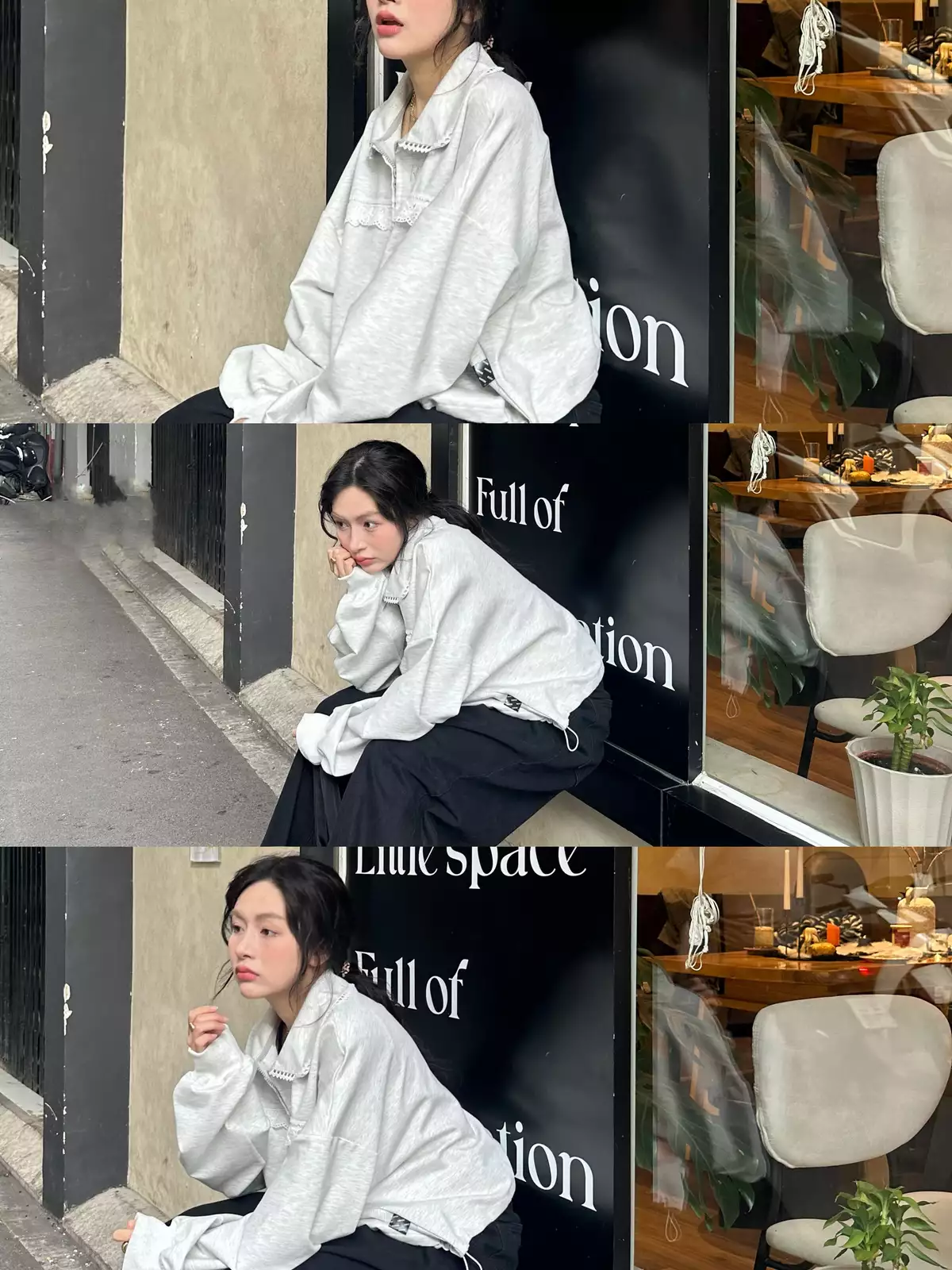 Áo khoác Cropped ren Tilla vải nỉ chân cua form rộng nữ Regods - JACKET CROPPED REN TILLA