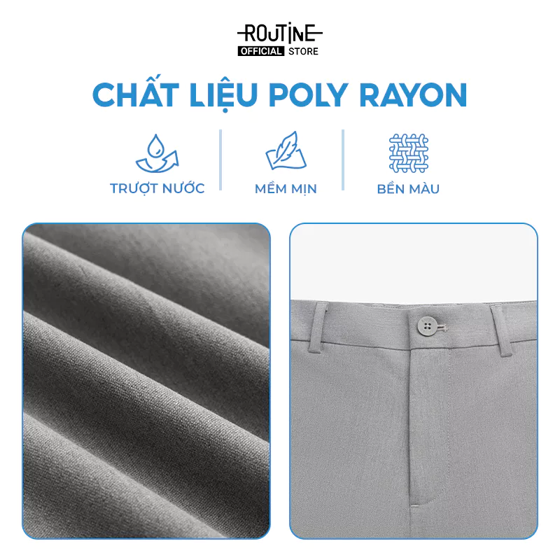 Quần Tây Nam Dài Trơn Form Slim Cropped - Routine 10F24PFO041R1