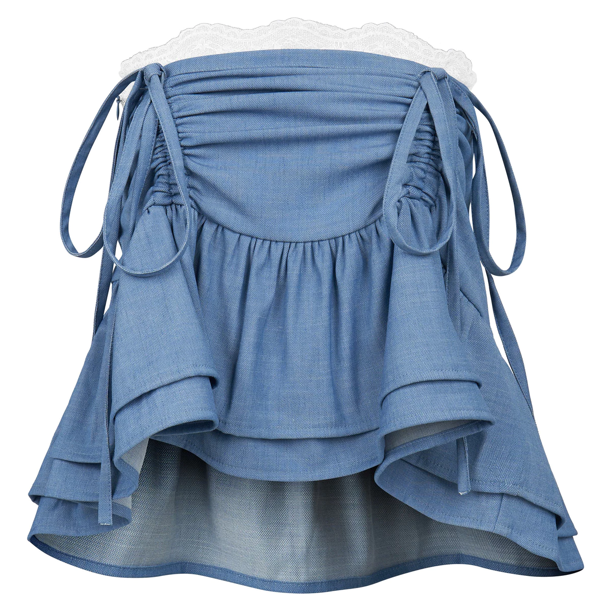 Chân váy xếp ly rút dây phối ren local brand HUGUxTHATSWHATIWANT - TWIW BLUE BABE