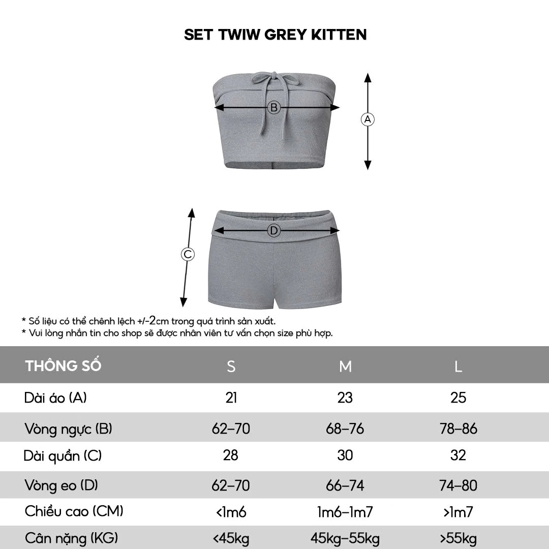 Set áo croptop và quần shorts xám thun gân năng động  HUGUxTHATSWHATIWANT -  TWIW Grey Kitten