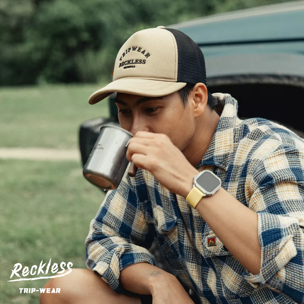 Mũ/Nón Lưỡi Trai Unisex Thương hiệu Recklesstripwear Lifestyle Trucker Cap Vải Kaki Cotton, Artwork in ép nhiệt nổi