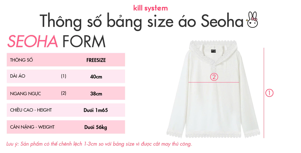 Áo hoodie xuyên thấu Seoha viền ren màu trắng Kill System