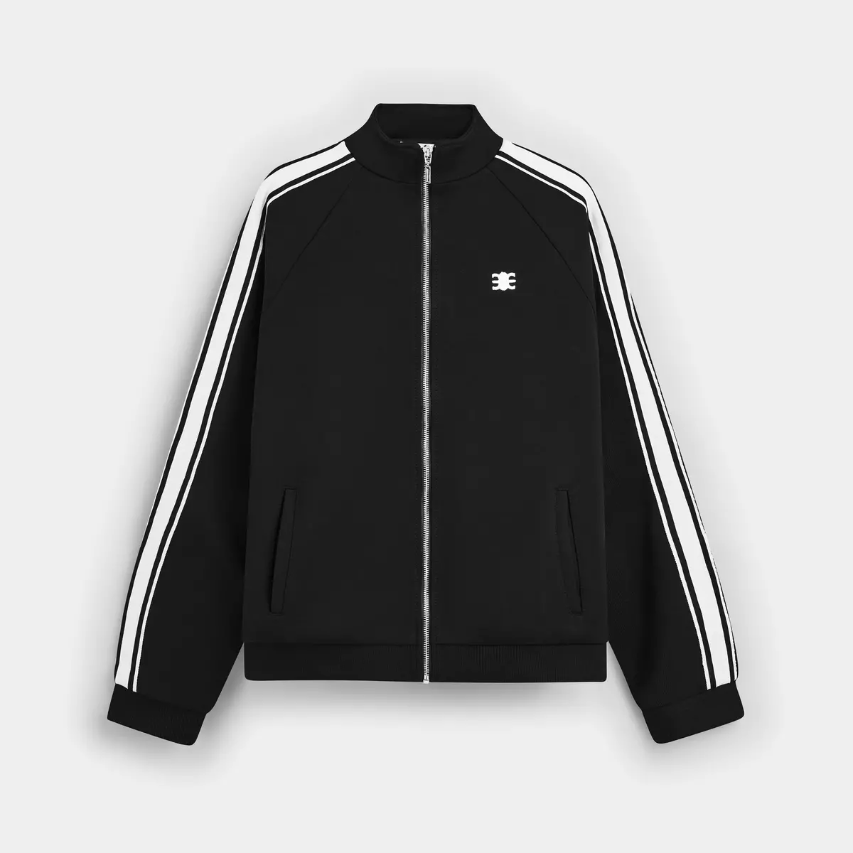 Eleven - Áo Khoác Unisex Nam Nữ Thun Có Dây Kéo Thêu Mono | Màu Đen