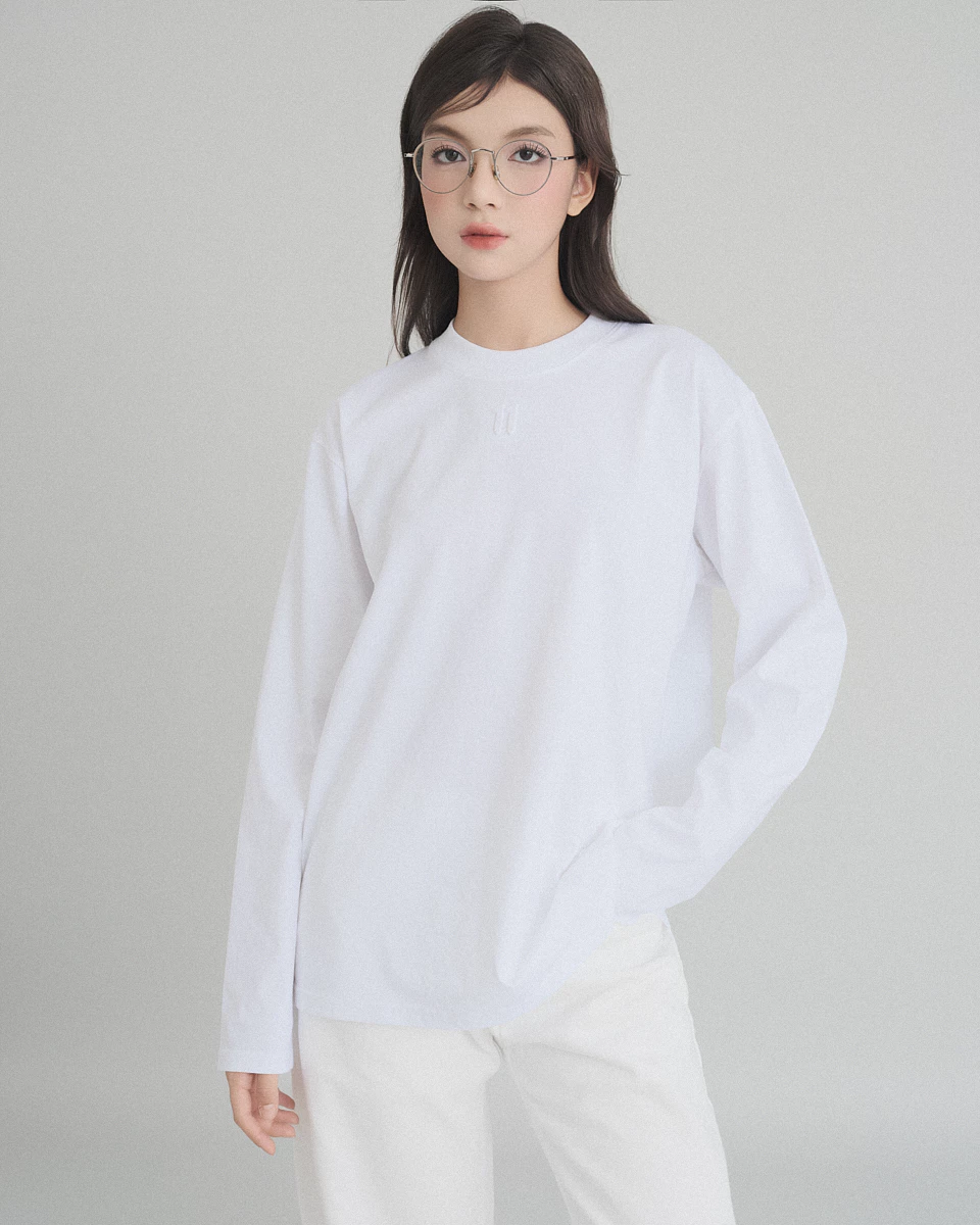 ELEVEN - Áo thun dài tay in số 11 3D màu Trắng