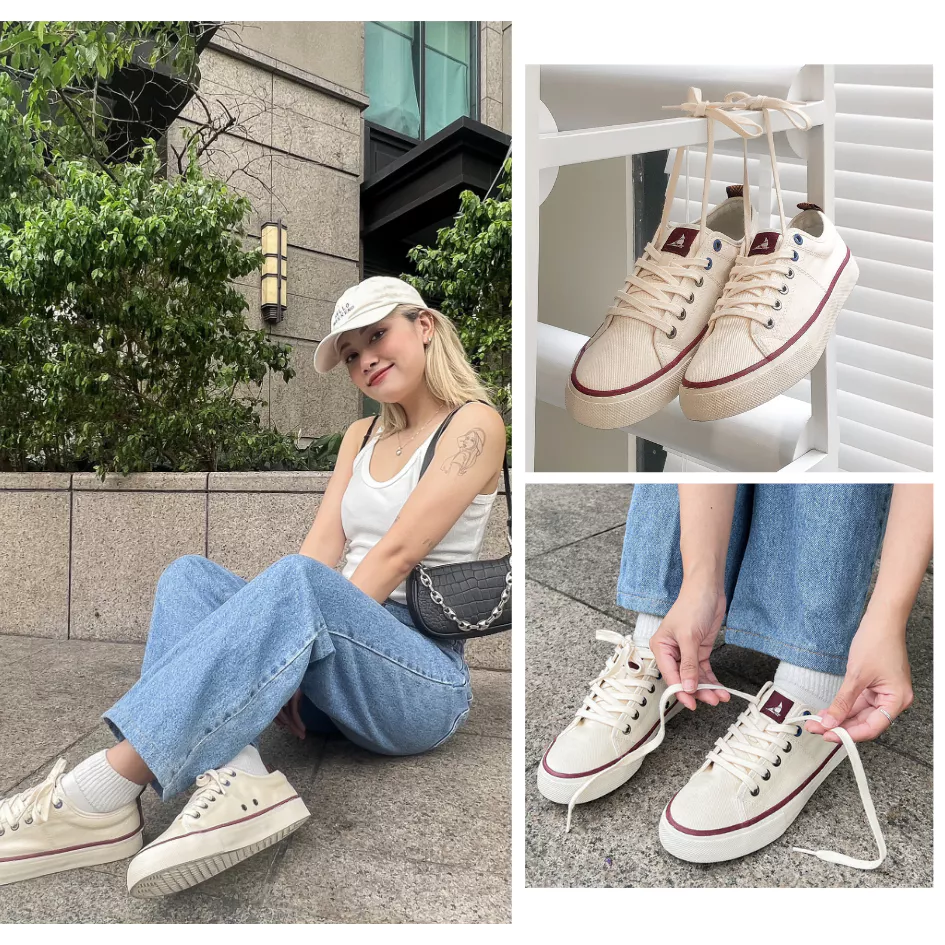 Giày thể thao nam nữ trắng kem C40 Dincox, giày vải canvas đế bằng, giày sneaker nam nữ