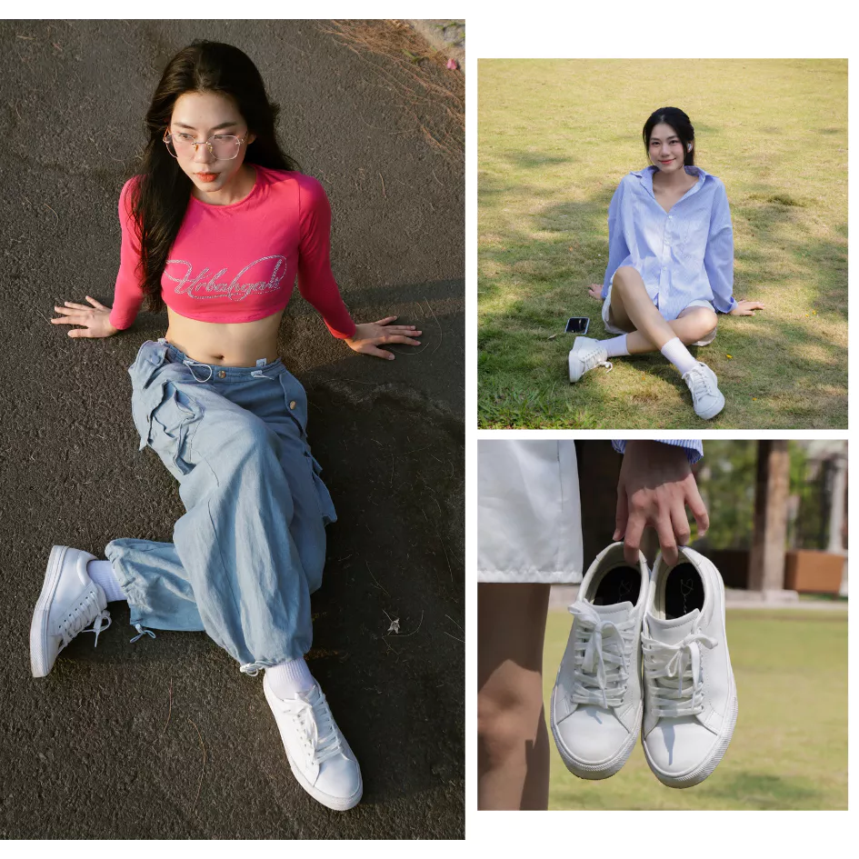 Giày Da Sneaker Unisex Nam Nữ D20 White DINCOX Năng Động Cá Tính - Giày Da Trắng Sang Trọng
