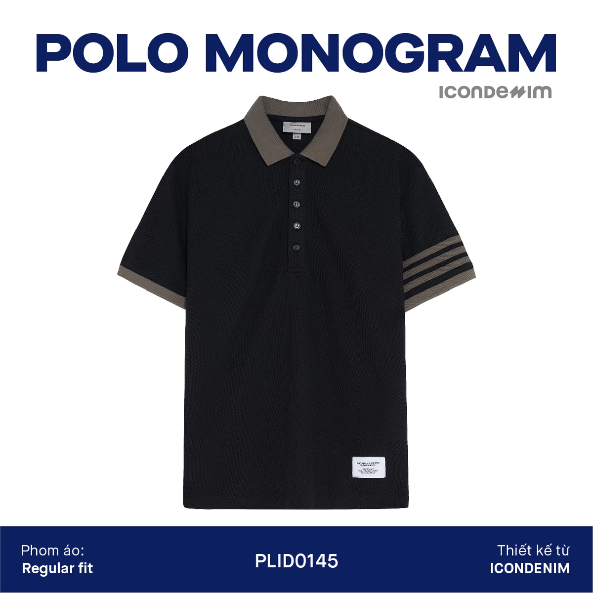 Áo Polo Nam ICONDENIM Phối Viền Tay Impressive Prospect Form Regular PLID0145